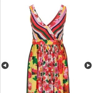 Frogbox Swiss Floral Striped Vneck Dress